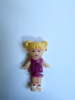 Vintage Bluebird Polly Pocket Blonde Girl Figure – Purple Dress – 1989
